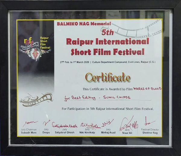 Best Editing Award
at 5th Raipur Internanional Short Film festival